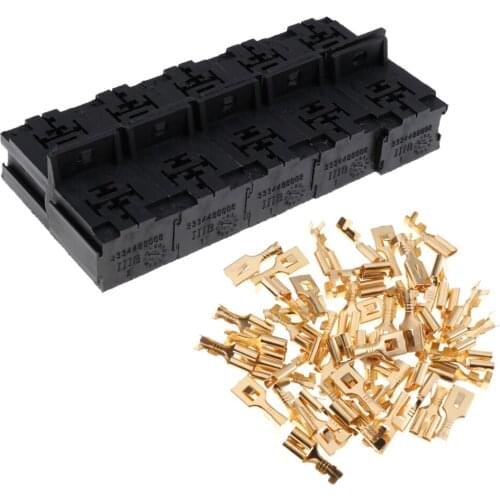 10 Pieces 30A-80Amp Relay Base Holder 5 Pin Socket With 50 Pieces Terminals