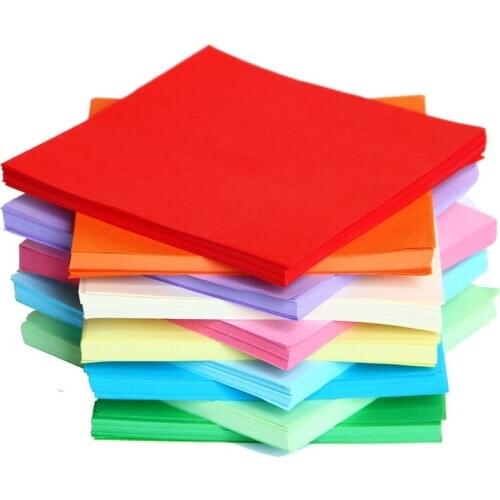 15*15cm 100pcs/lot Childrens Square Handmade Color Origami Paper DIY Art Course Materials Embossing Machine Paper