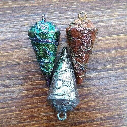 17*40mm Natural Semi-precious Stones Charms Women Jewelry Making Spirit Pendulum Cone Wicca Pendant for DIY Necklace Accessories