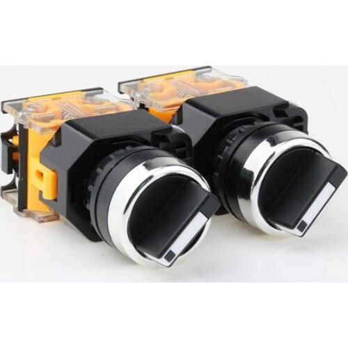 2pcs/lot 3 Positions Selector Knob Switch Select Button Third Gear Button Rotary Button Switch Hole Opening 22mm