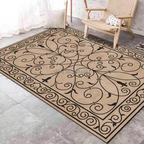 200*300cm Classical European Flower Khaki Brown Blue Wine Red Living Room Bedroom Bedside Carpet Mat Customization