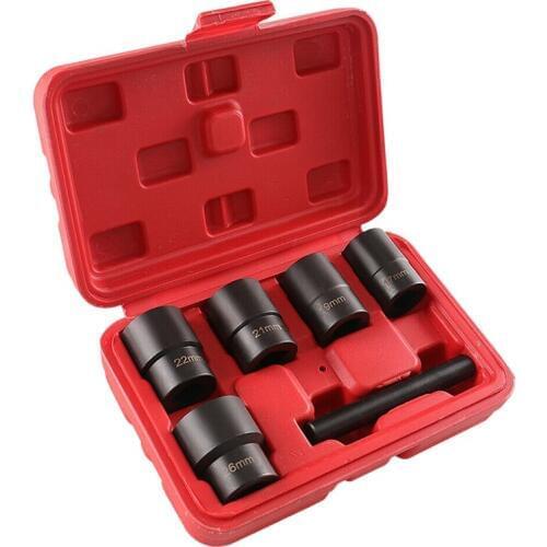 6Pcs 1/2 inch Twist Socket 5 Damaged Worn Lug Nut Lock Remover Bolt Extractor Set