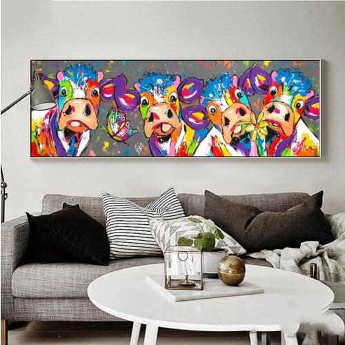 5D DIY Diamond Painting Color Abstract Cow Cross Stitch Kit Full Drill Embroidery Abstract Mosaic Art Picture Gift A1183