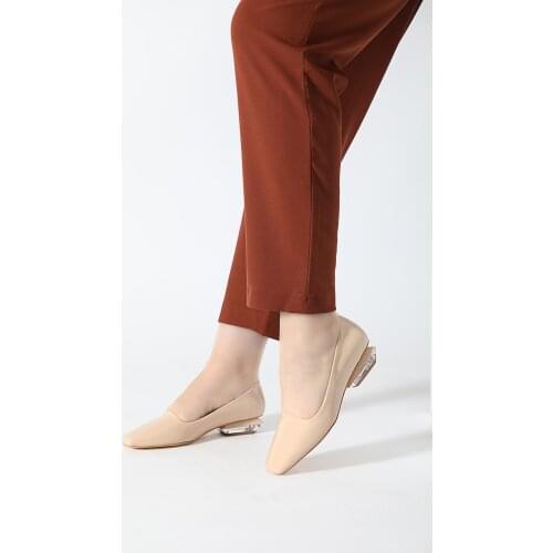 ALTINAYAK Women Beige Transparent Heel Square Mould Ballerina