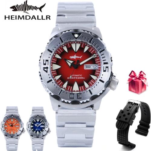 HEIMDALLR Monster Automatic Watch Men NH36A Mens Mechanical Watches Sapphire Glass 62mas Black PVD Luminous Diving Watch 200M