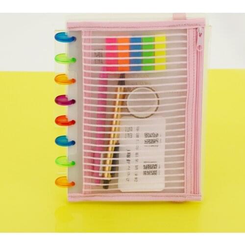 Color Disc-bound Notebook System Cover Storage Bag File Holder Stationery Pencil Pen Bag Mushroom Planner Accessories A5B6 Size
