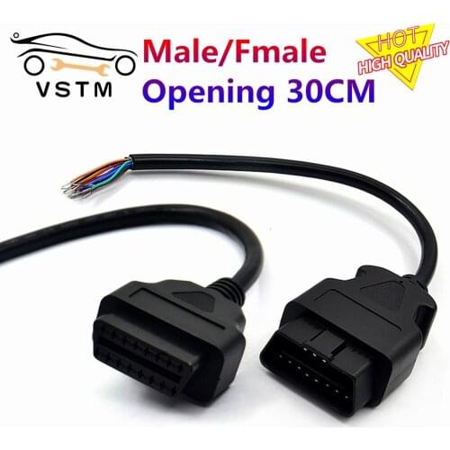2021 NEW 30CM 16 Pin Car Diagnostic Interface Tool Adapter OBD2 16pin Female Connector To Extension Male Opening OBDII Cable