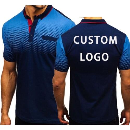 Custom Your Logo Men T-Shirt Summer Short Sleeve Polo Shirt Dots Matching New Business Wear Clothing Casual Fashion Mens Tops