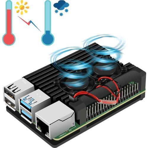Raspberry Pi 4 Case Enclosure CNC Aluminum Cover Heatsink Cooling Fan for Raspberry Pi 4 Model B 3B 3B