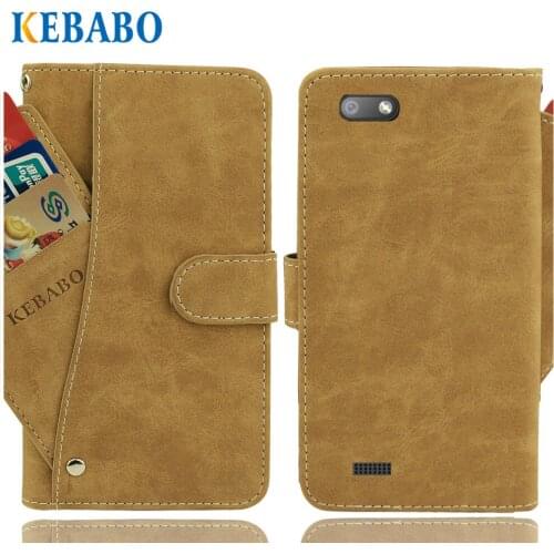 Leather Wallet Digma LINX A453 3G Case 4.5" Flip Vintage Leather Front Card Slots Cases Cover Business Phone Protective Bags