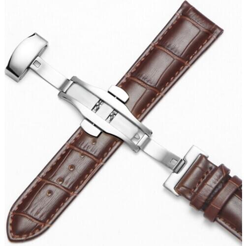Leather Watchband Butterfly Buckle Watch Band 14mm 16mm 18mm 19mm 20mm 21mm 22mm 24mm Watch Accessories Watchband