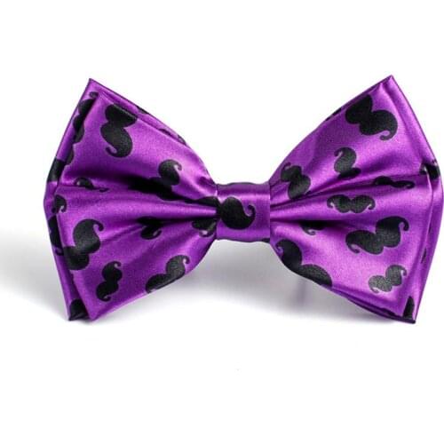 Shiny Material Bow tie for Men Mens Unisex "Purple Mustache" Tuxedo Dress Bowtie Butterfly Knot Brand Design 2020 New Cravat