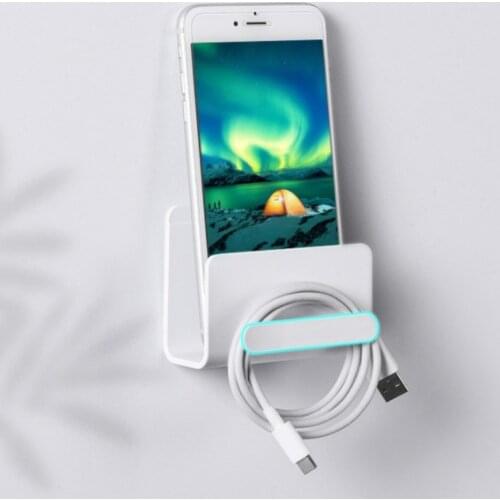 Wall-mounted Phone Bracket IPad Tablet Charging Stand Plus Broadband Winder Double-layer Storage Shelf Wall Shelves Closet