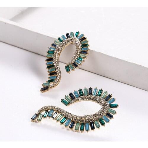 New Fashion Simple Irregular Geometry Earrings Full of Crystal U-shaped Stud Earrings for Women Girls Ear Stud Jewelry