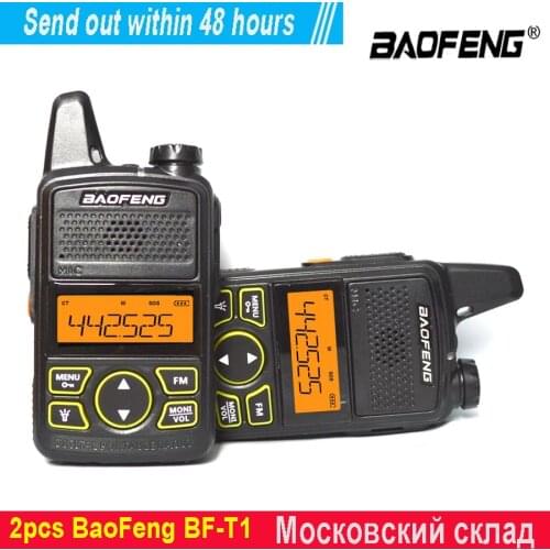 2pcs/set Walkie Talkie BF-T1 MINI Radio UHF Baofeng FM Transceiver With PTT Earpiece Hotel Civilian Radio Comunicacion radio