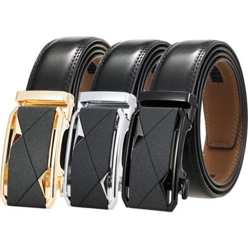 Black Dark Brown Real Leather Belts for Men 2021 Luxury Designer Brand Automatic Buckle Belts Business Wasit Belt Male B490