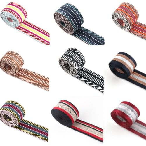 1.5inch Jacquard Webbing Belt Strap Rainbow Stripe Webbing Upholstery Webbing Shoulder Sewing Guitar Style Bag Leash Pet Collar