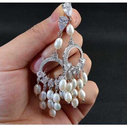 CINKILE Bohemia Sweet Long Drop Earring Fresh Pearl Tassel Statement Dangle Earrings For Women Wedding Engagement Party Gifts