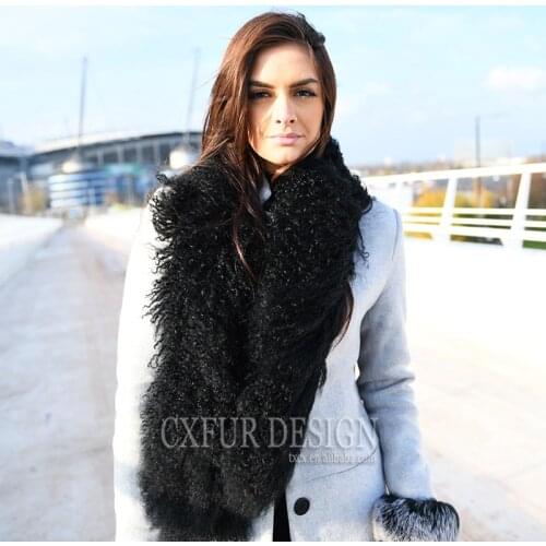 Free Shipping CX-S-31 2019 New Women Fashion Real Mongolian Lamb Fur Scarf