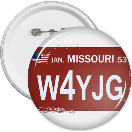 USA American Car Licence Plate Number Missouri Creative Illustration Pattern Round Pins Badge Button Clothing Decoration 5pcs