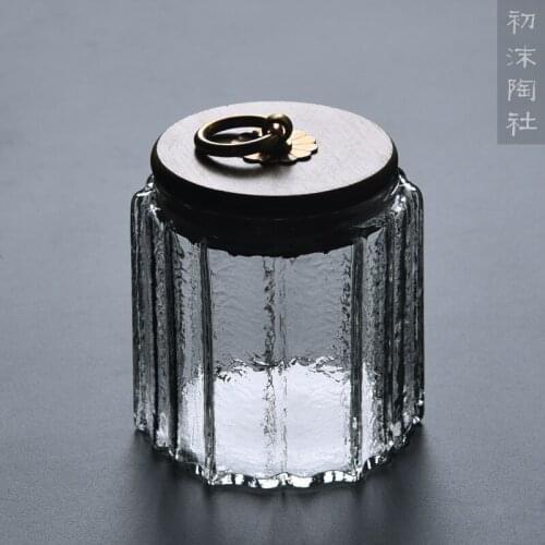 ★At the beginning of the manual spray glass tea pot hammer sealed cork tea caddy storage POTS kung fu tea set