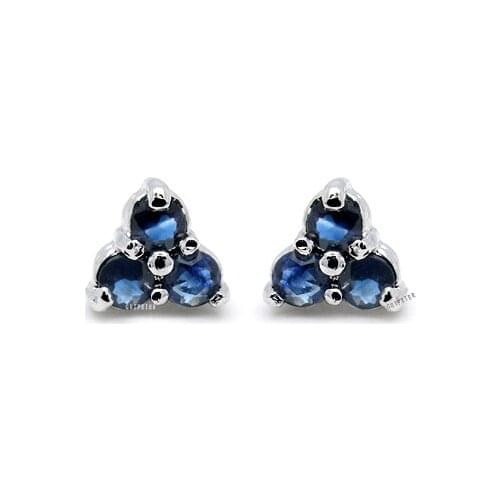 CoLife Jewelry 100% Natural Blue Sapphire Earrings for Office Woman 3mm Sapphire Silver Earrings 925 Silver Sapphire Jewelry