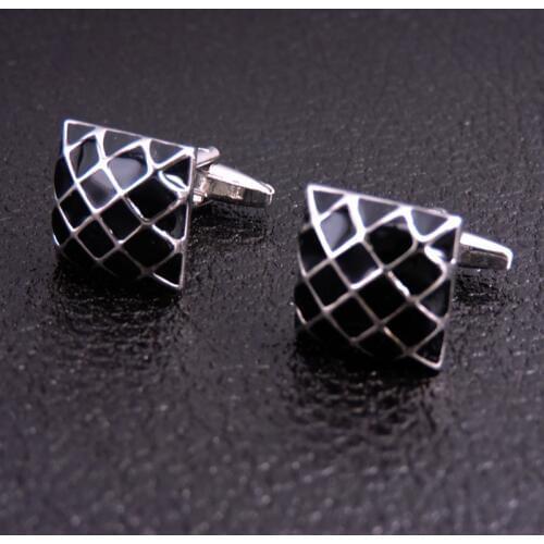 DY The new high-quality copper material black square net silvery Cufflink fashion mens French Cufflinks