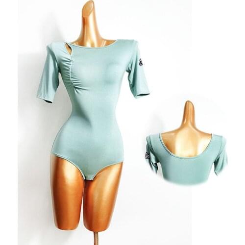 2020 New TL615 Short Sleeve Wrinkle design Latin Dance Tops Women Bodysuit Performance Costume Latin Ballroom Latino Dancewear