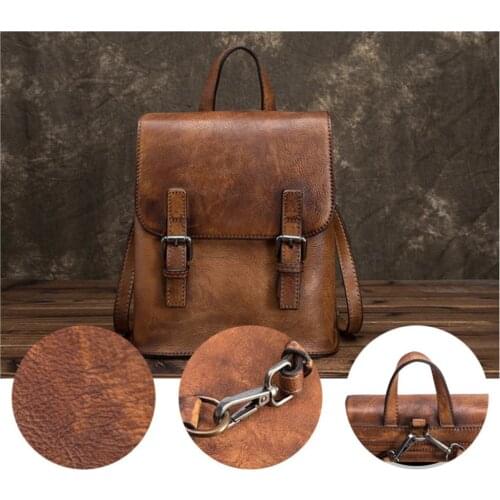 Womens Genuine Leather Backpack Large Capacity School Bags for Teenage Girls Bagpack Female Backpack Lady Fashion 2021 New