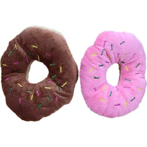 Pet Chew Cotton Donut Play Toys Lovely Pet Dog Puppy Cat Tugging Chew Squeaker Quack Sound Toy Chew Donut Play Toys