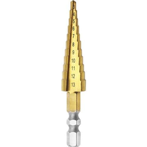 1Pc HSS Step Drill Bit 3-12/3-13/4-22mm Hex Titanium Step Cone Drill Bit for Woodworking Cutting Tools Wood Coated Drill Bit
