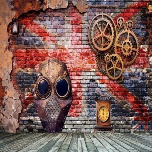 Dropship Comolac Retro Nostalgic Wallpaper Custom Continental Gear Mask Bar Background Corrdior Restaurant Decorative 3d tapeten