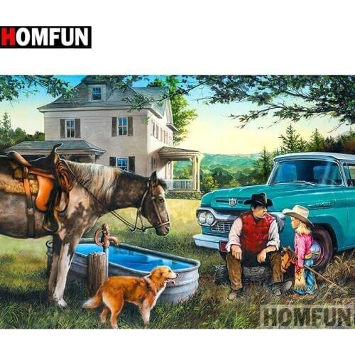 HOMFUN Full Square/Round Drill 5D DIY Diamond Painting "Character horse" Embroidery Cross Stitch 5D Home Decor A14200