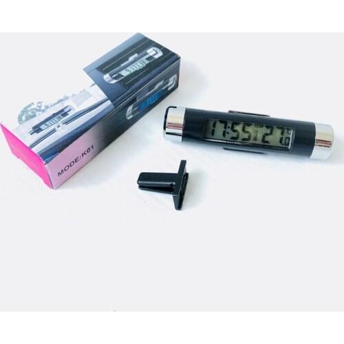 Car Digital Display Electronic Luminous 2 in 1 Thermometer LED Dashboard Clock