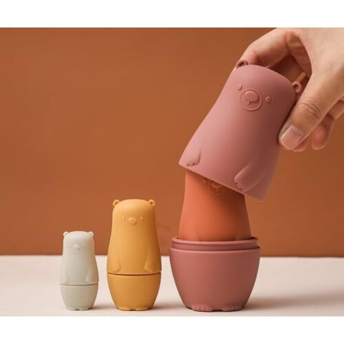 Baby Toy 4pcs/Set Food-Grade Silicone Animal Nesting Cups Bpa-Free Safety Silicone Products For 0-26months children