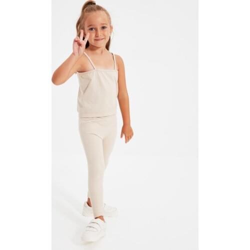 Trendyol Girl Children Knitted Sportswear Tights Undershirt Top-Bottom Suit TKDAW22AU0161