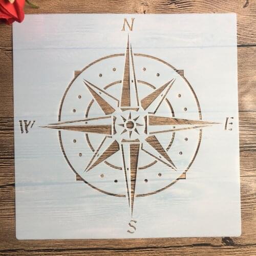 30 * 30cm Compass mould craft mandala mold for painting stencils stamped photo album embossed paper card on wood, fabric, wall