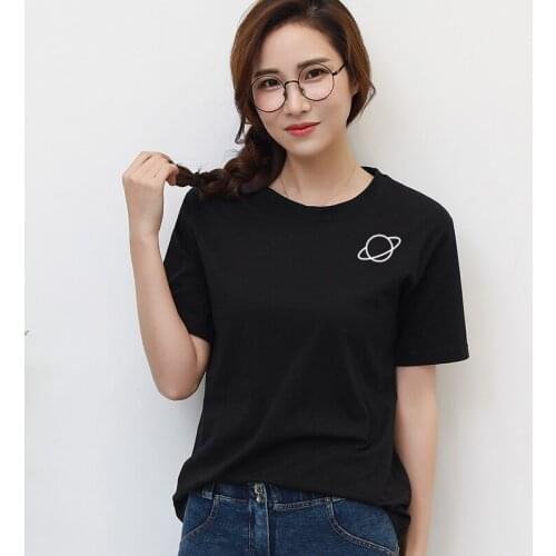 T-shirt Women Cotton Oversize Streetwear Summer Green T Shirt 2020 New Planet Print Tshirts Men Casual Ladies Tops Tee Plus Size