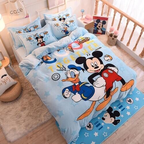 Disney Fashion Childrens Bedding 3 Piece Set Pure Cotton Quilt Cover Cartoon Mickey Minnie Quilt Cover Baby Bedding Set