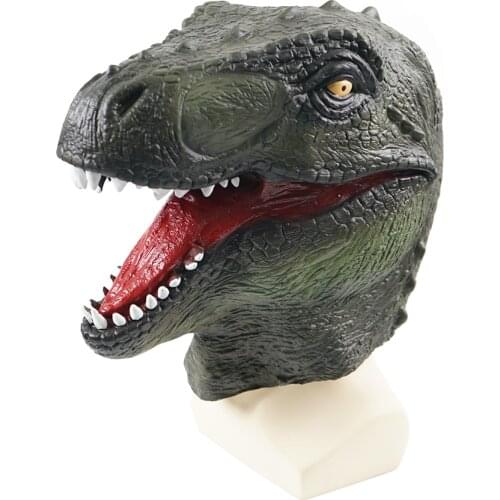 Reneecho T Rex Latex Mask Adult Green Dinosaur Masks Halloween Costume For Men