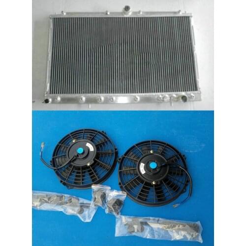 2 Row ALUMINUM RADIATOR & FAN For MITSUBISHI 3000GT 3000 GT GTO VR4 Manual MT FITS Hot Selling