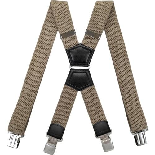 Fashion New Style 4 Durable Clip Suspender Popcorn Ribbon And Leather Yoke Connecting High Quality Braces For Men/Women Garments