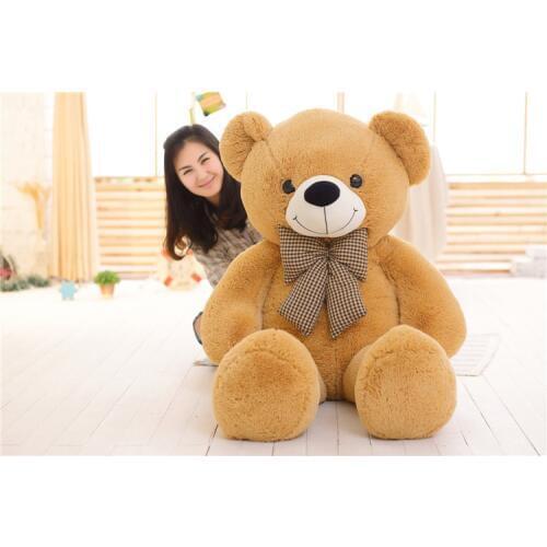 Stuffed toy huge 160cm light brown teddy bear plush toy bowtie bear doll soft throw pillow,Christmas gift b1405