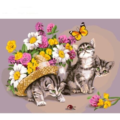 DIY Digital Painting By Numbers butterfly cat oil painting mural Kits Coloring Wall Art Picture Gift frameless