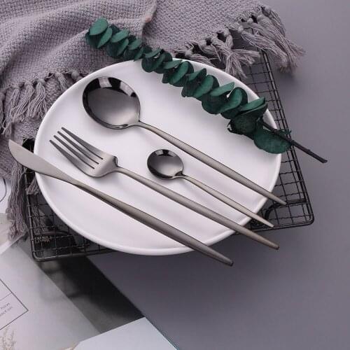 Cutlery Set Black 18/10 Stainless Steel Flatware Set Tableware Dinner Knife Fork Spoon Dinnerware Set Dishwasher Safe Black Fork