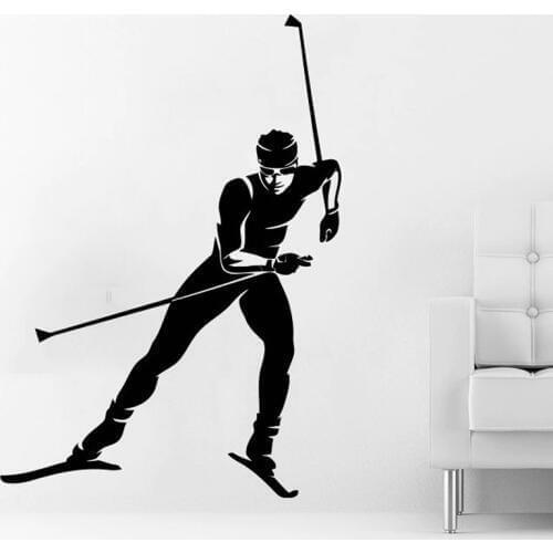 Skier Wall Decal Sports Athlete Skiing Wall Decals Vinyl Stickers Teens Boys Nursery Baby Room Home Decor Art Poster Murals A267