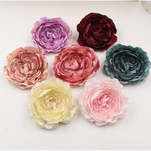 9cm peony 5pcs Artificial Peony Flowers Head for Home Wedding Decoration Wreath Scrapbook DIY Craft Fake Flower Photography prop