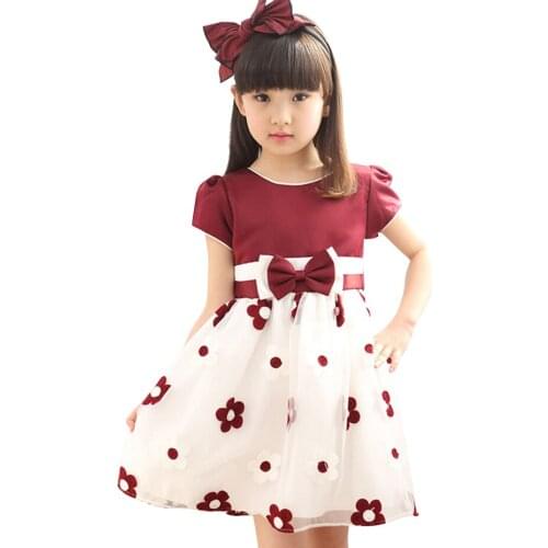 Dresses For Girls Floral Girls' Dresses Big Bow Child Dress Patchwork Clothes For Girls 6 8 10 12 14