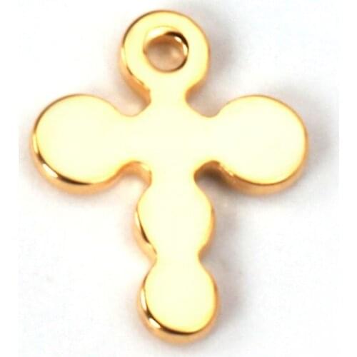 ASON 10pcs/lot Necklace Pendant Cross Pendant Stainless Steel Gold Silver Color With Holes For Necklace Bracelet Jewelry Making