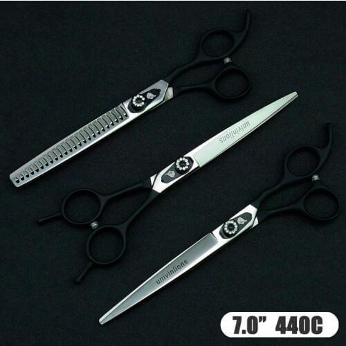 7" Pet Straight & Thinning & Down Curved Scissors Pet Dog Gromming Scissors Kit Pet Cutting Scissors for Dog Cat Stainless Steel